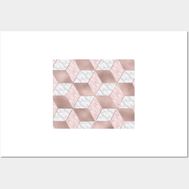 Dazzling marble geo - rose gold Wall Art by marbleco